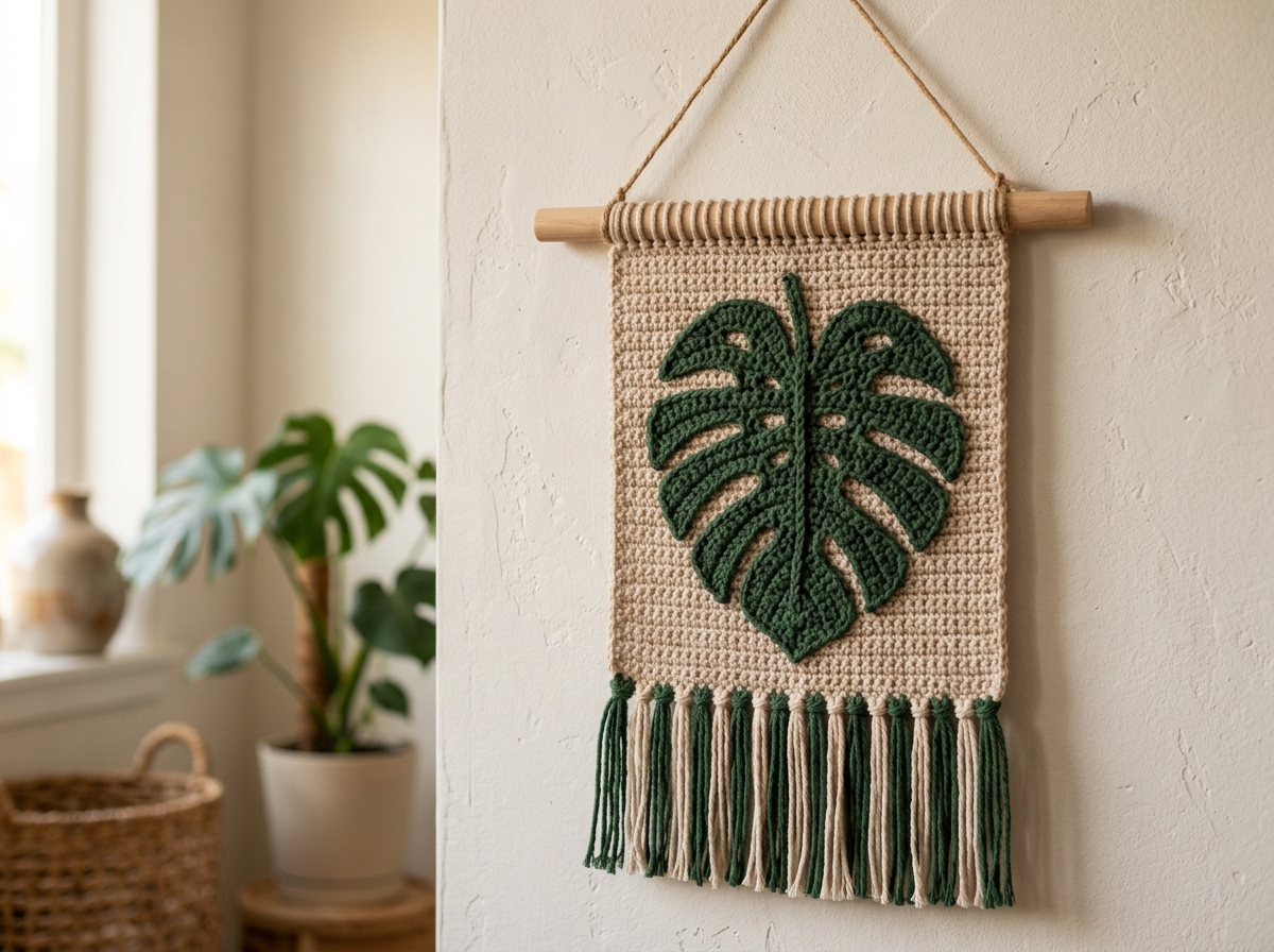Botanical Monstera Mini Tapestry Free Pattern